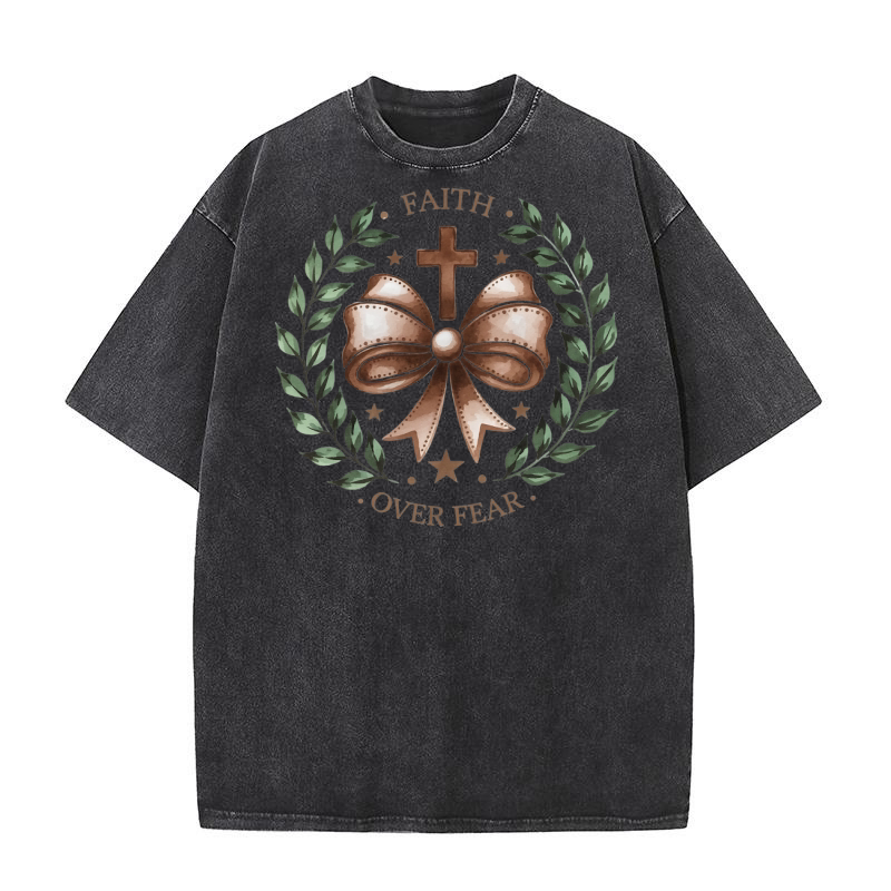 Faith Over Fear Bow Washed T-Shirt