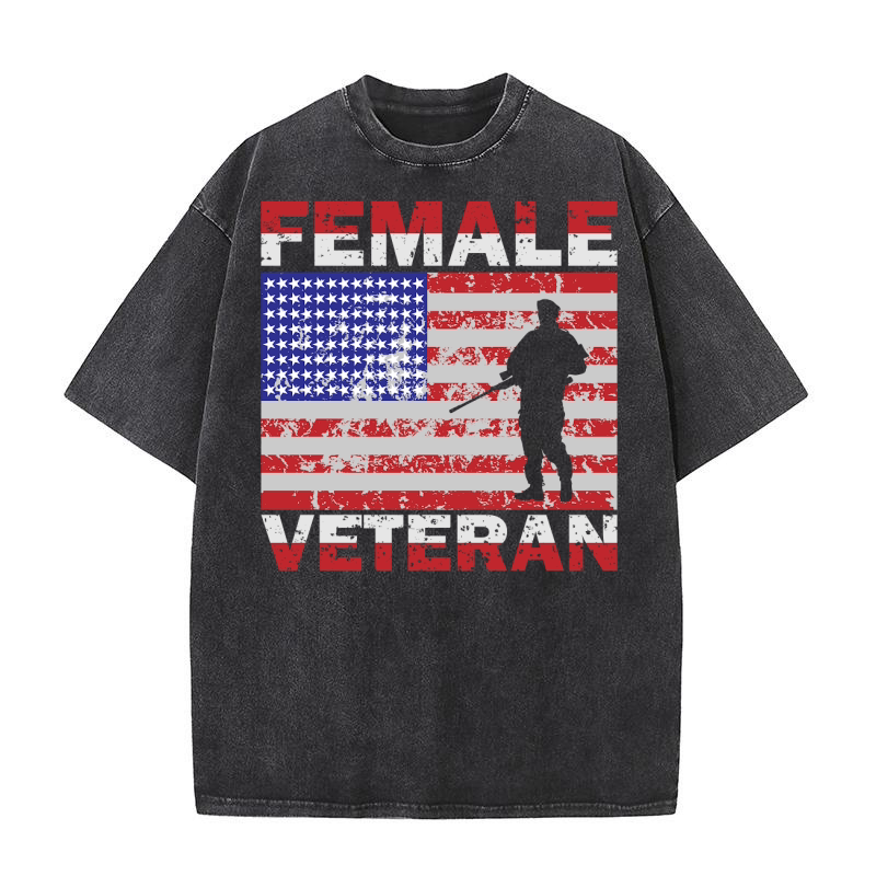 Female Veteran Washed T-Shirt