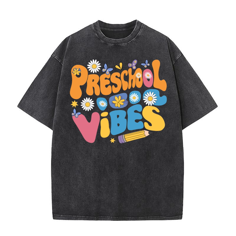 First Day of Preschool Vibes Washed T-Shirt