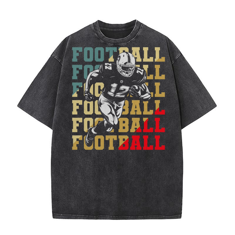 Football American Football Kids Toddler Boys Men Washed T-Shirt