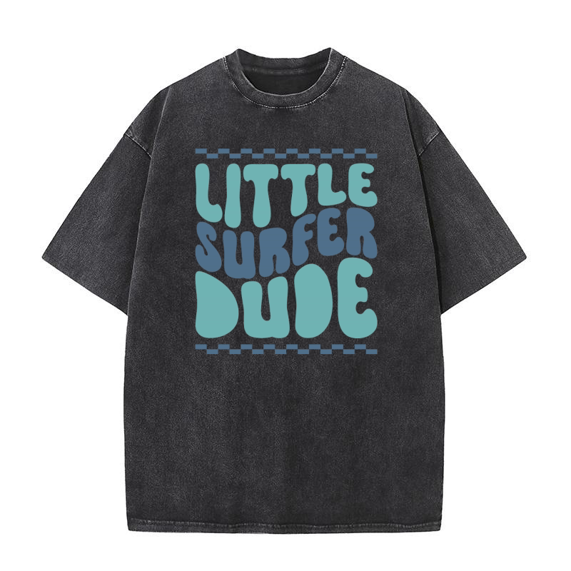 Little Surfer Dude Retro Summer Washed T-Shirt