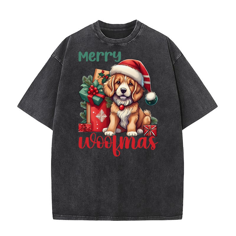 Merry woofmas Dog 5 Washed T-Shirt
