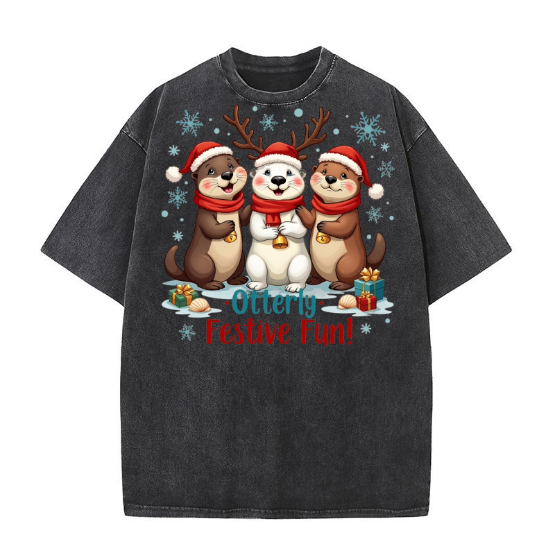 Otterly Festive Fun! Washed T-Shirt