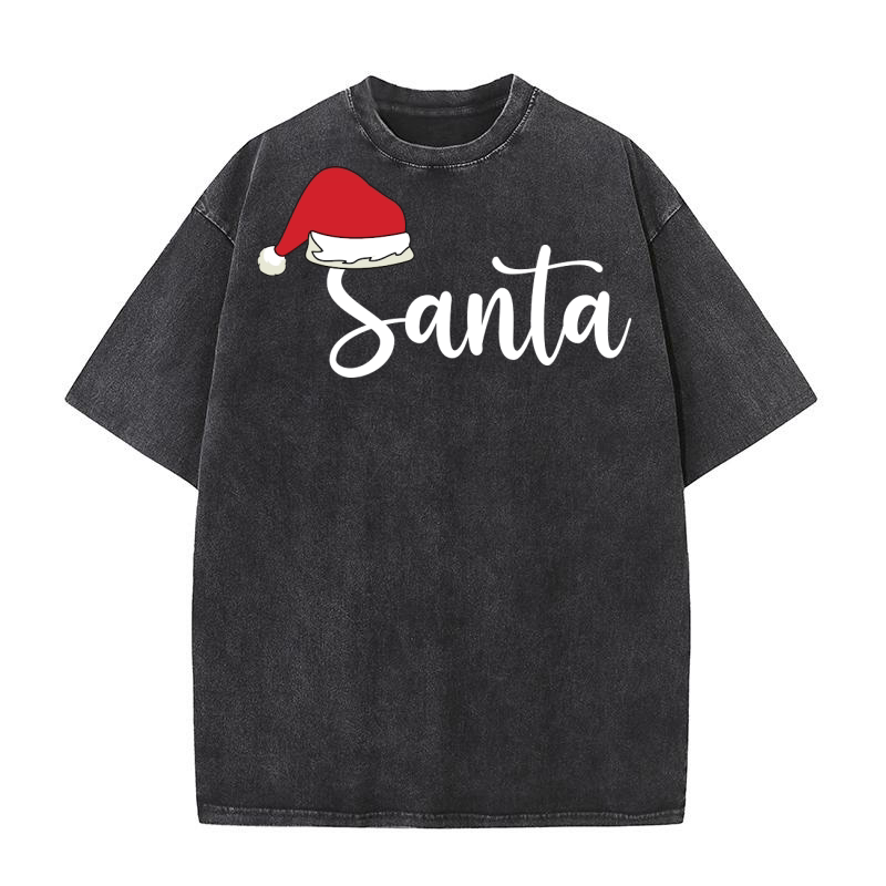 Santa Funny Christmas 03 Washed T-Shirt