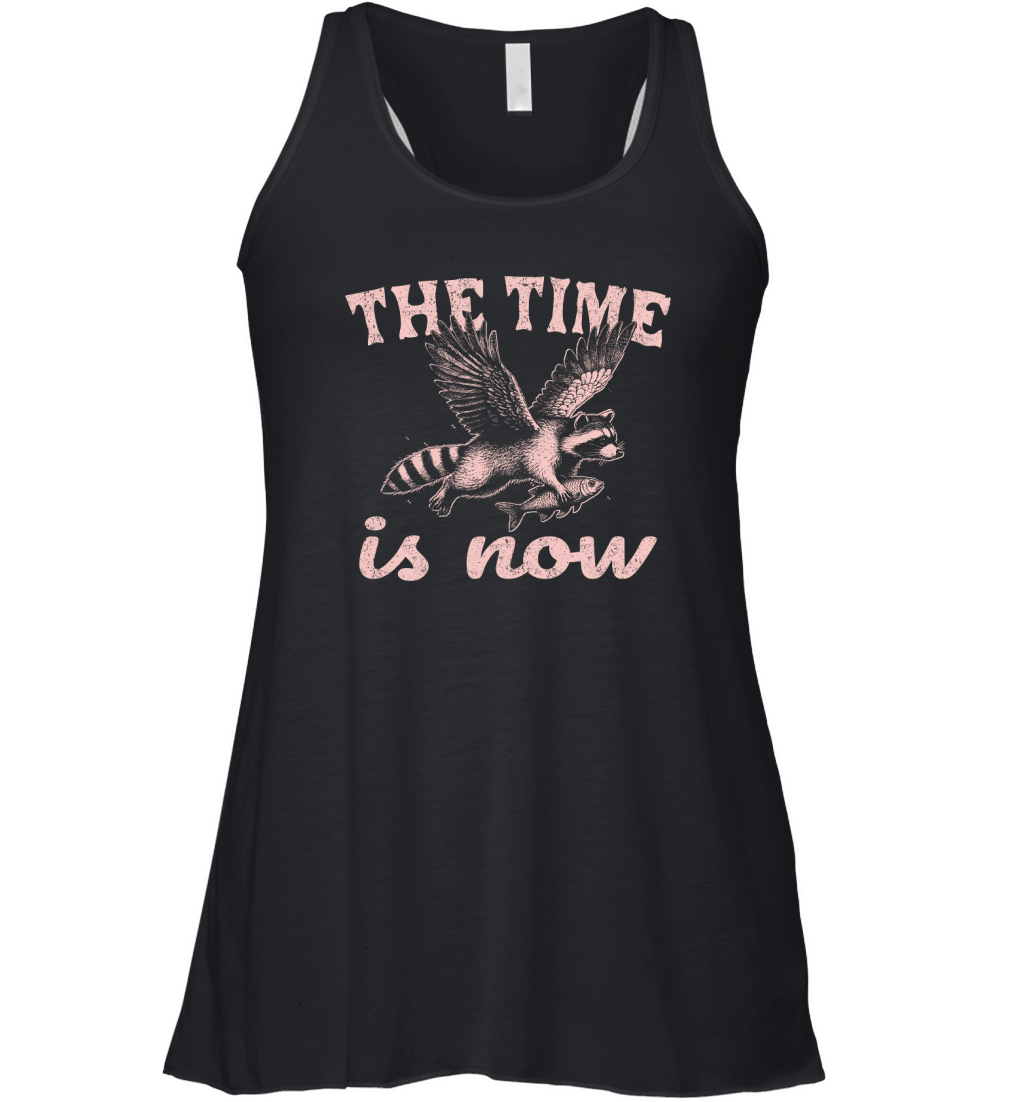 Now Is The Time Raccoon Flying D Pink Women's Flowy Tank Top