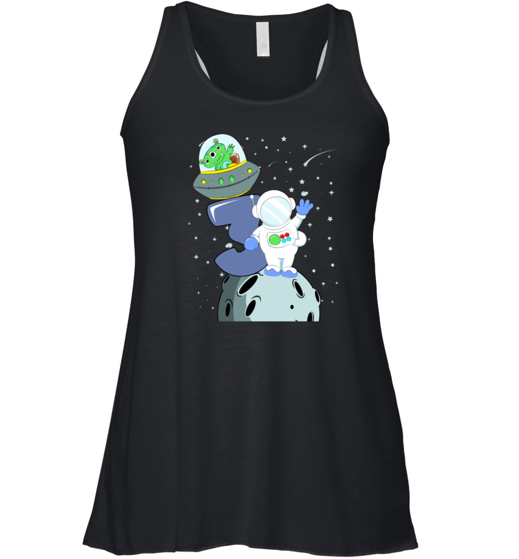 SPACE BIRTHDAY 3 3rd Birthday Boy Astronaut Women's Flowy Tank Top