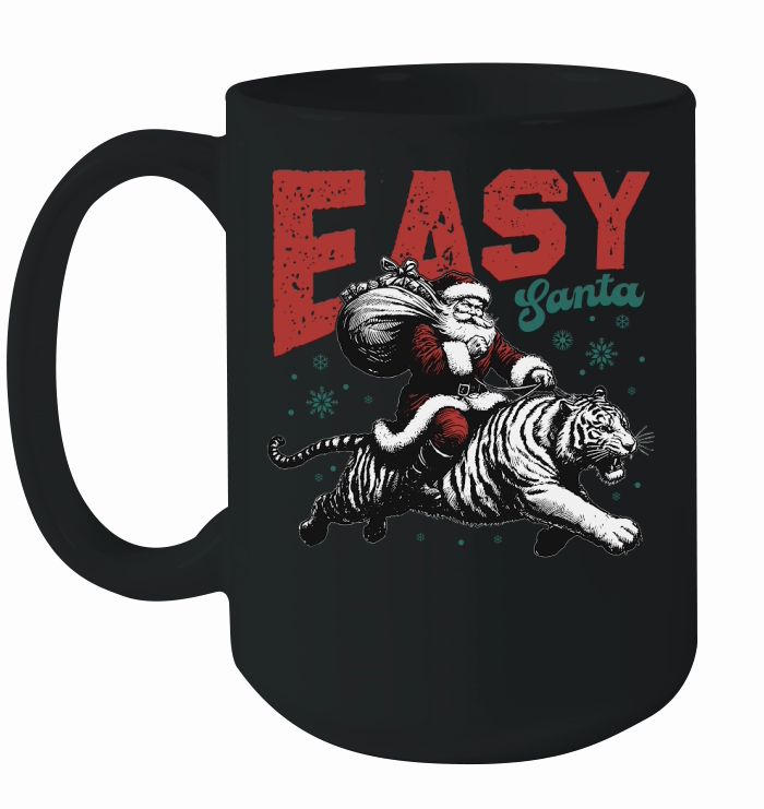 Easy Santa Riding Tiger L Color white tiger Ceramic Mug