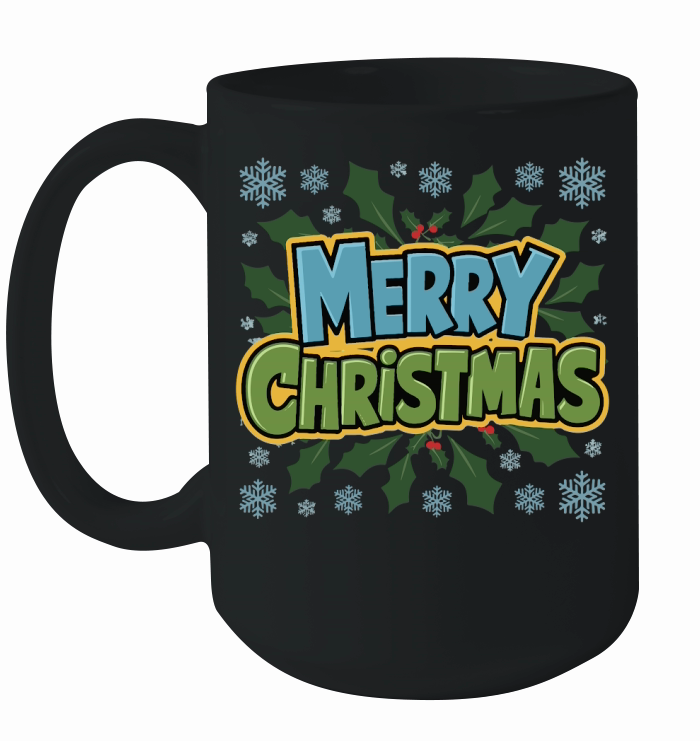 Merry Christmas Colorful Lettering Ceramic Mug