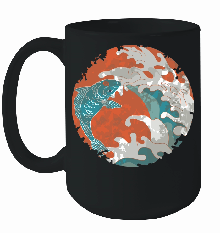 Vintage Koi Fish Japanese Ceramic Mug