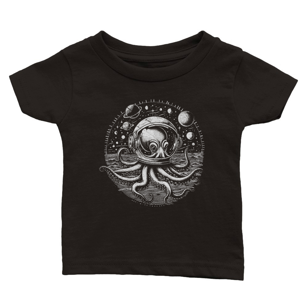 Octopus with Astronaut Helmet D White GR2 Classic Baby Crewneck T-shirt