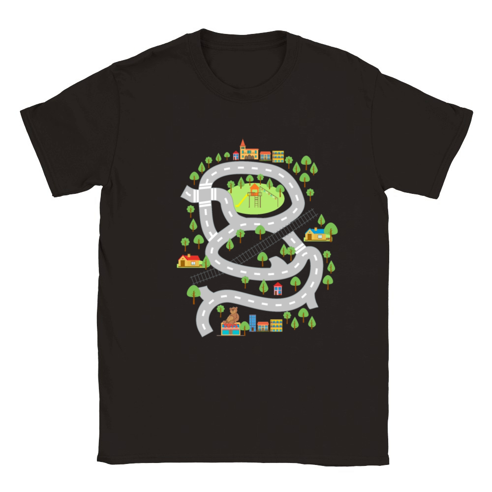Car Play Mat Shirt for Dad Day Car Map Classic Kids Crewneck T-shirt
