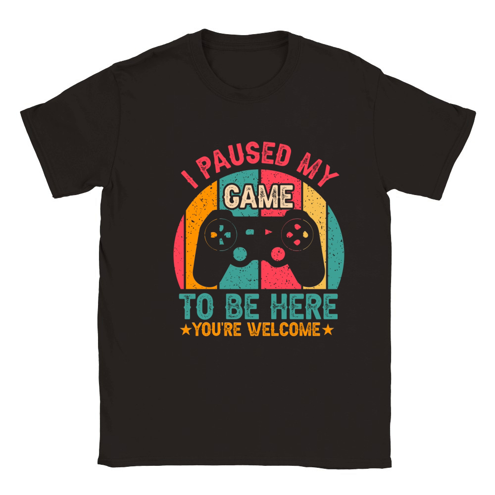 I Paused My Game To Be Here Youre Welcome Retro Gamer Gift Classic Kids Crewneck T-shirt