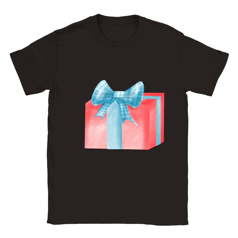 Red gift box with blue ribbon and bow 1 Classic Kids Crewneck T-shirt