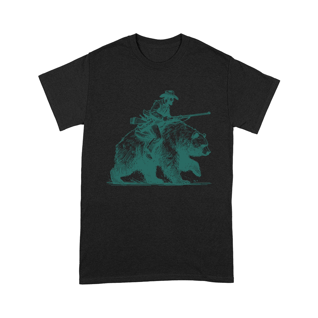Cowboy Riding Bear L Green Comfort T-shirt