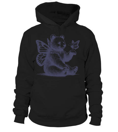 Bear With Butterfly Wings Vintage L dViolet Hoodie Unisex