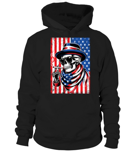 USA Flag Vintage Skeleton 4th of july 1 Hoodie Unisex