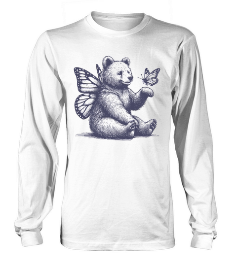 Bear With Butterfly Wings Vintage L dViolet Long sleeved Unisex