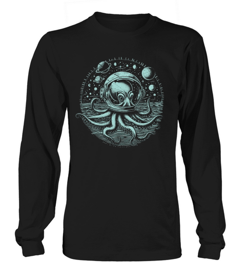 Octopus with Astronaut Helmet D GreenGR Long sleeved Unisex