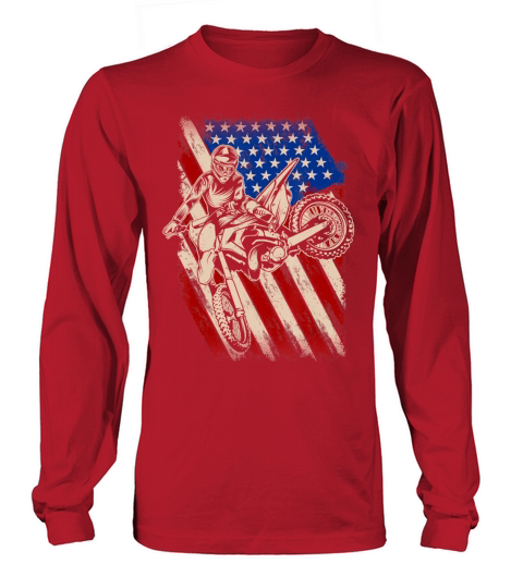 Vintage Dirt Bike Motocross American Flag Enduro Long sleeved Unisex