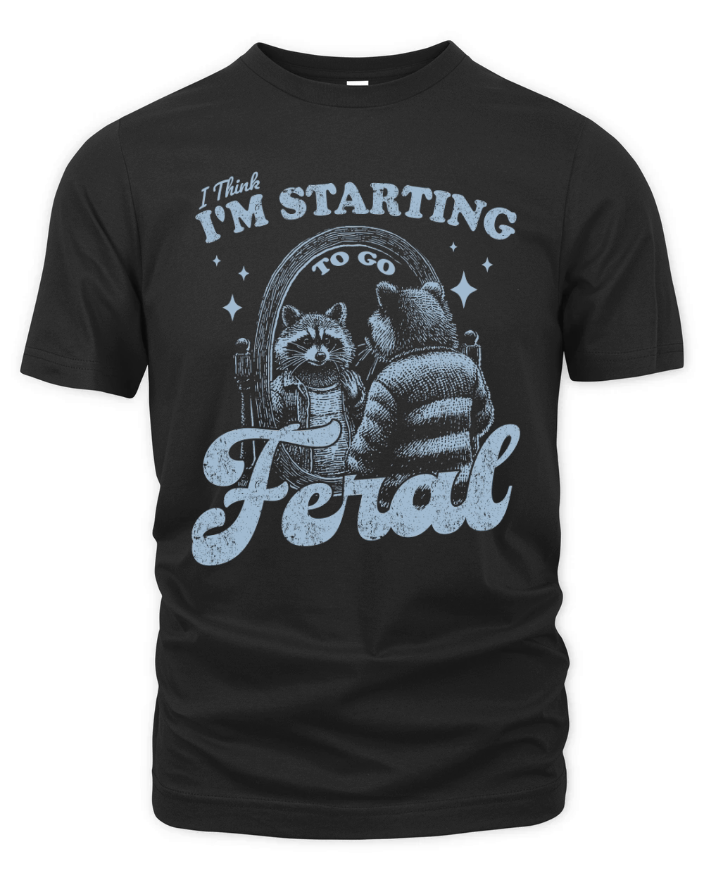 Raccoon in Mirror D Retro Grey Organic Unisex T-shirt