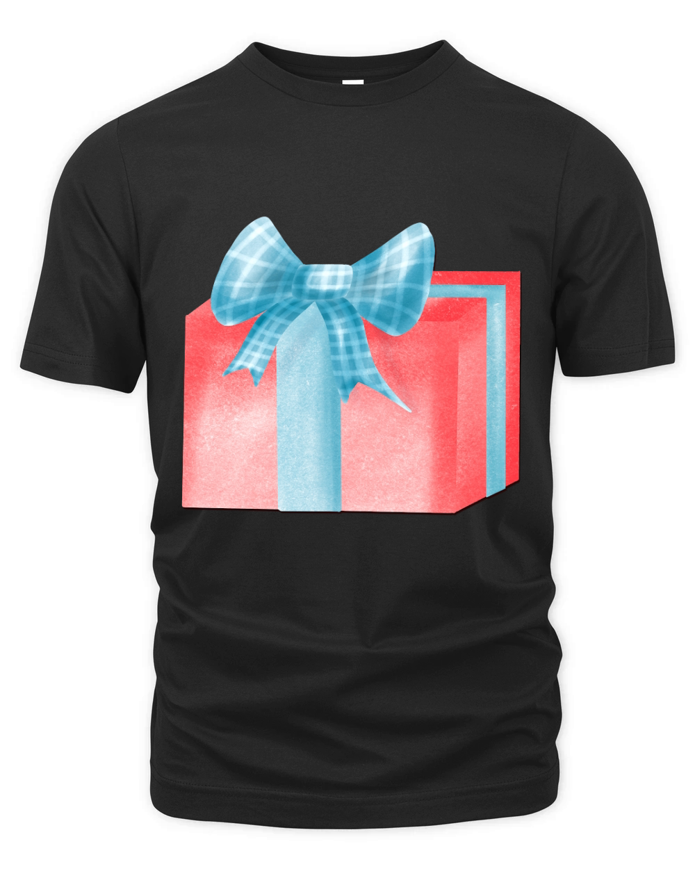 Red gift box with blue ribbon and bow 1 Organic Unisex T-shirt