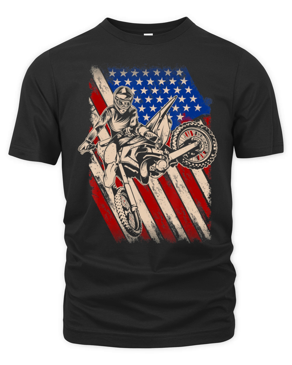 Vintage Dirt Bike Motocross American Flag Enduro Organic Unisex T-shirt
