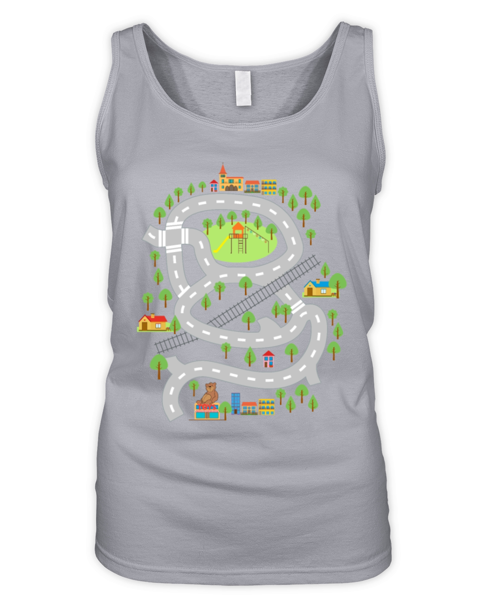 Car Play Mat Shirt for Dad Day Car Map Organic Women's Tank Top