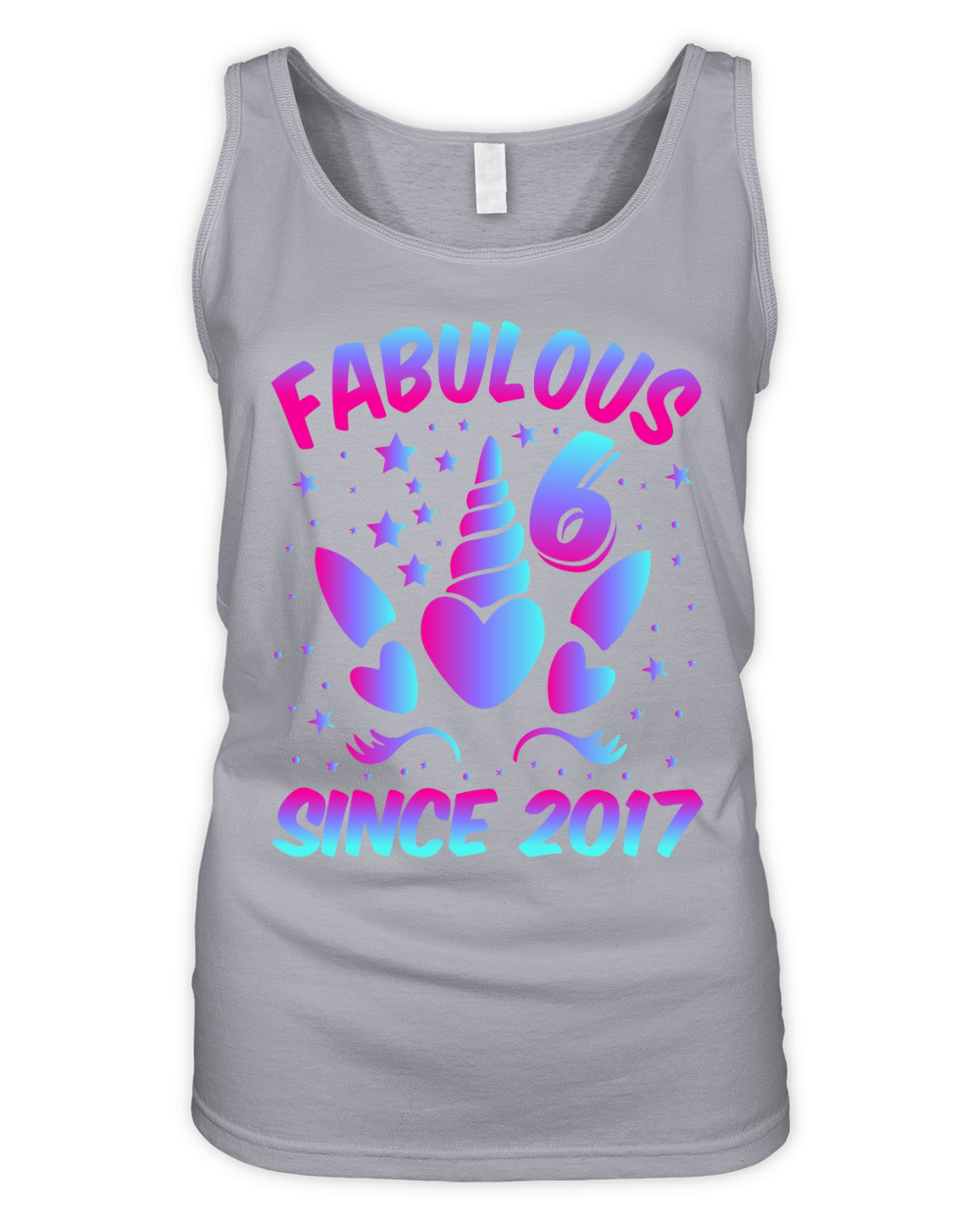 Fabulous 6 Since 2017 Unicorn Birthday T Shirt Design (1) Organic Women's Tank Top