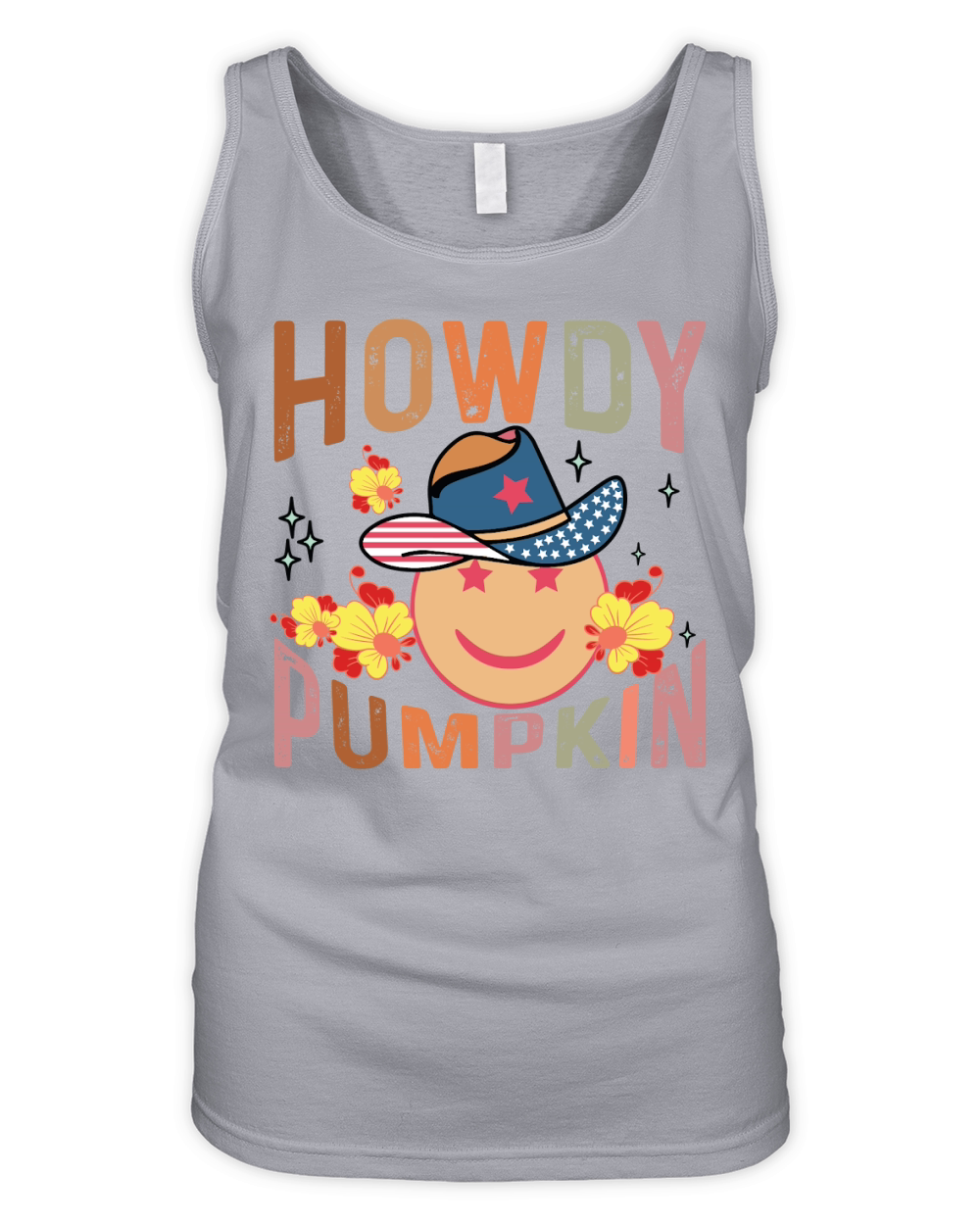 Howdy Pumpkin Smiley Face Fall Vibes Organic Women's Tank Top