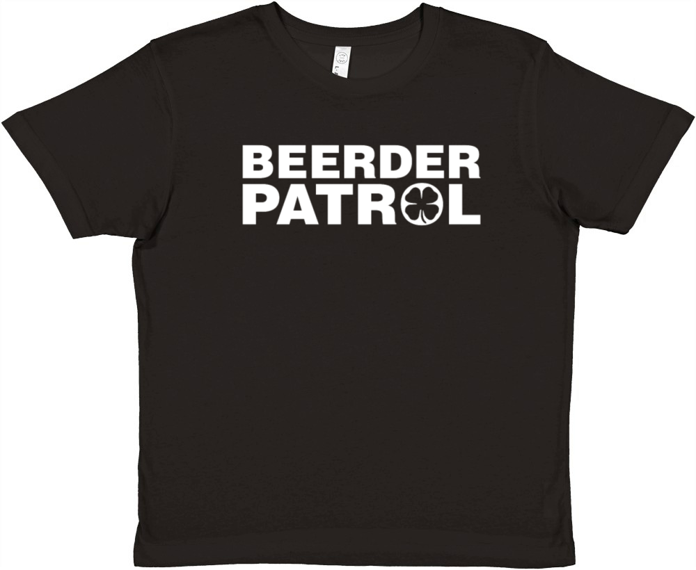 Beerder Patrol Shamrock Irish Clover St Patrick Premium Kids Crewneck T-shirt