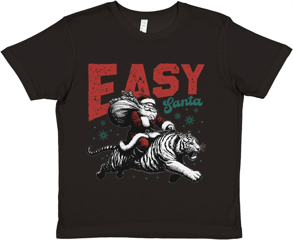 Easy Santa Riding Tiger L Color white tiger Premium Kids Crewneck T-shirt