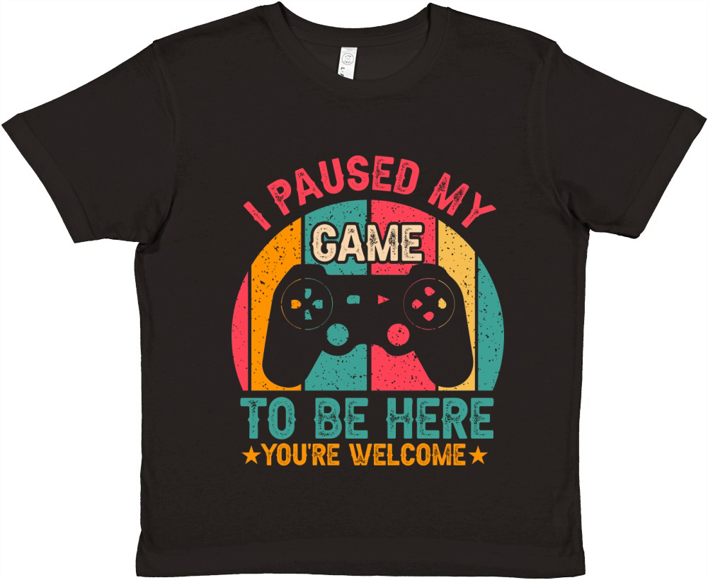 I Paused My Game To Be Here Youre Welcome Retro Gamer Gift Premium Kids Crewneck T-shirt