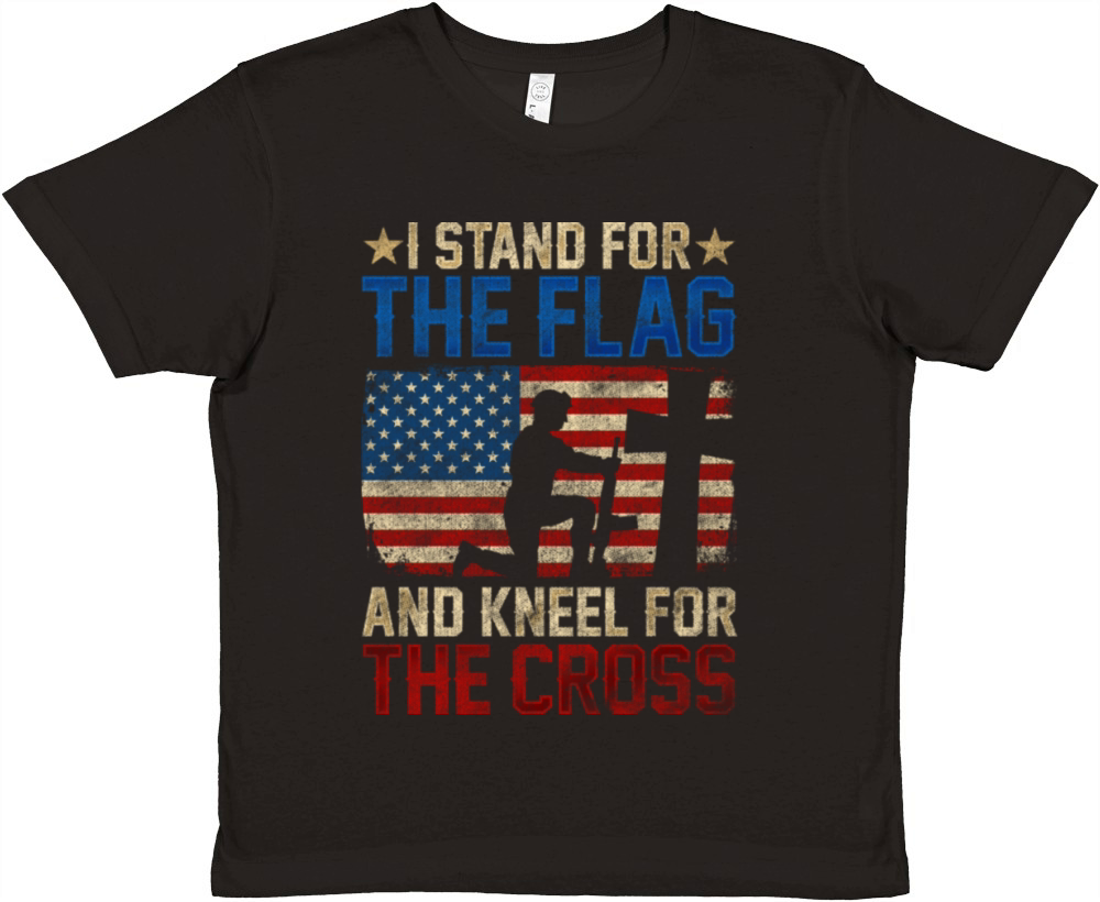 I Stand For The Flag And Kneel For The Cross Premium Kids Crewneck T-shirt