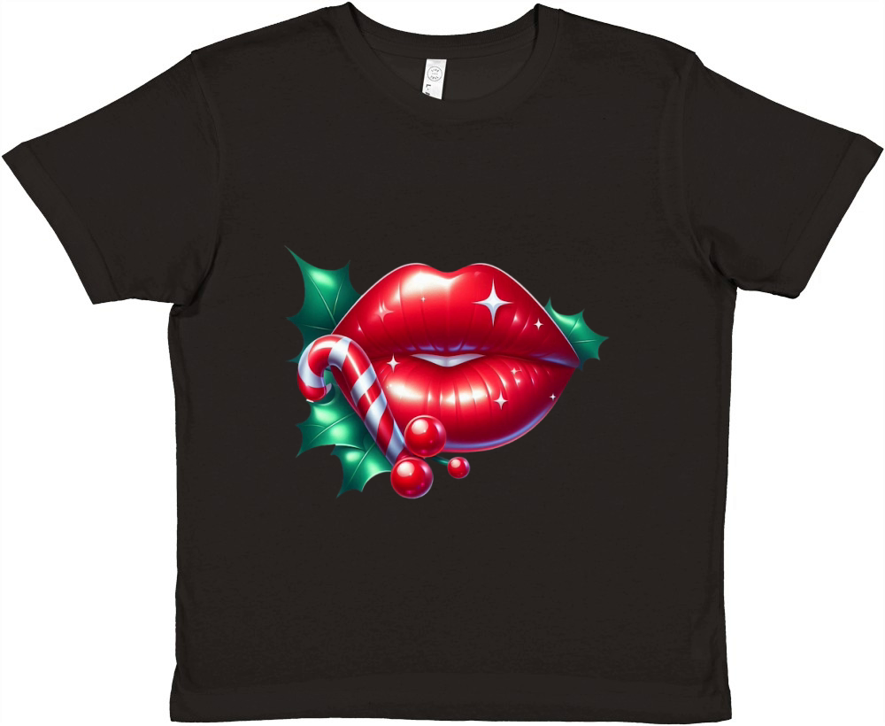 Lips Clipart Christmas Lips Holiday Lips (2) Premium Kids Crewneck T-shirt