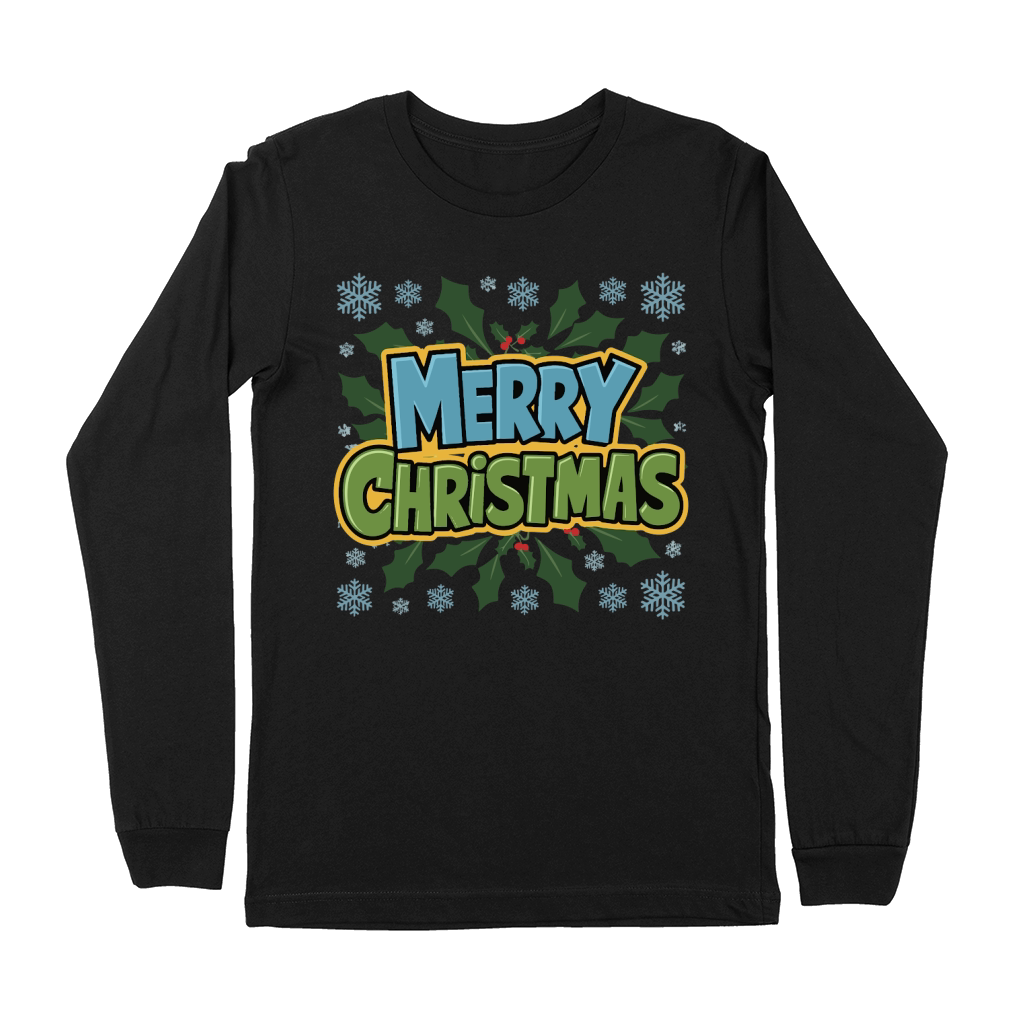 Merry Christmas Colorful Lettering Premium Long Sleeve