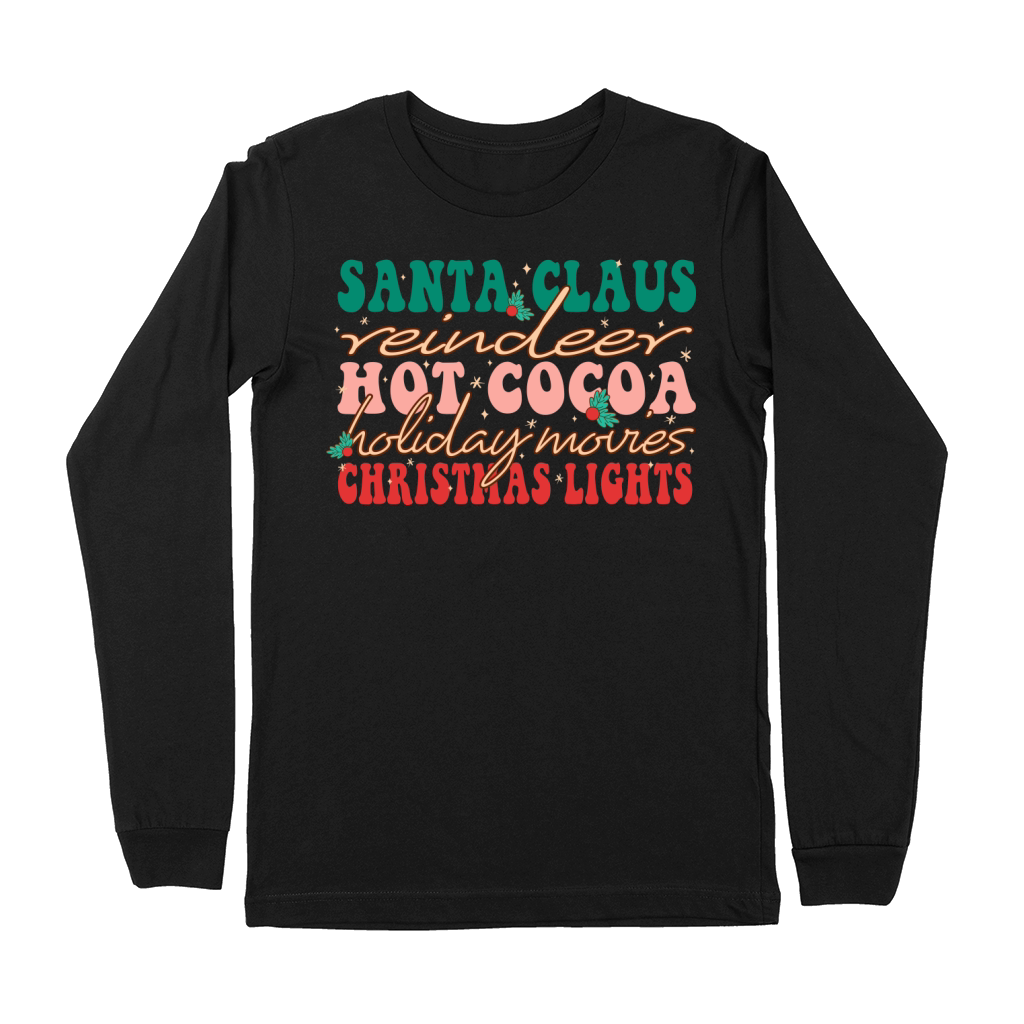 Santa Claus Christmas Lights retro Christmas Shirt Premium Long Sleeve
