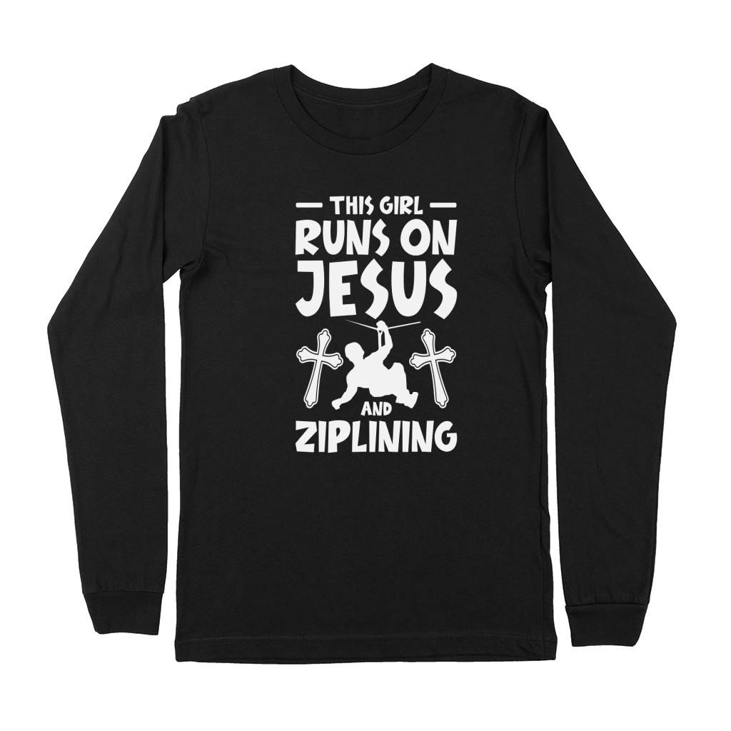 This Girl Runs on Jesus and Ziplining Premium Long Sleeve