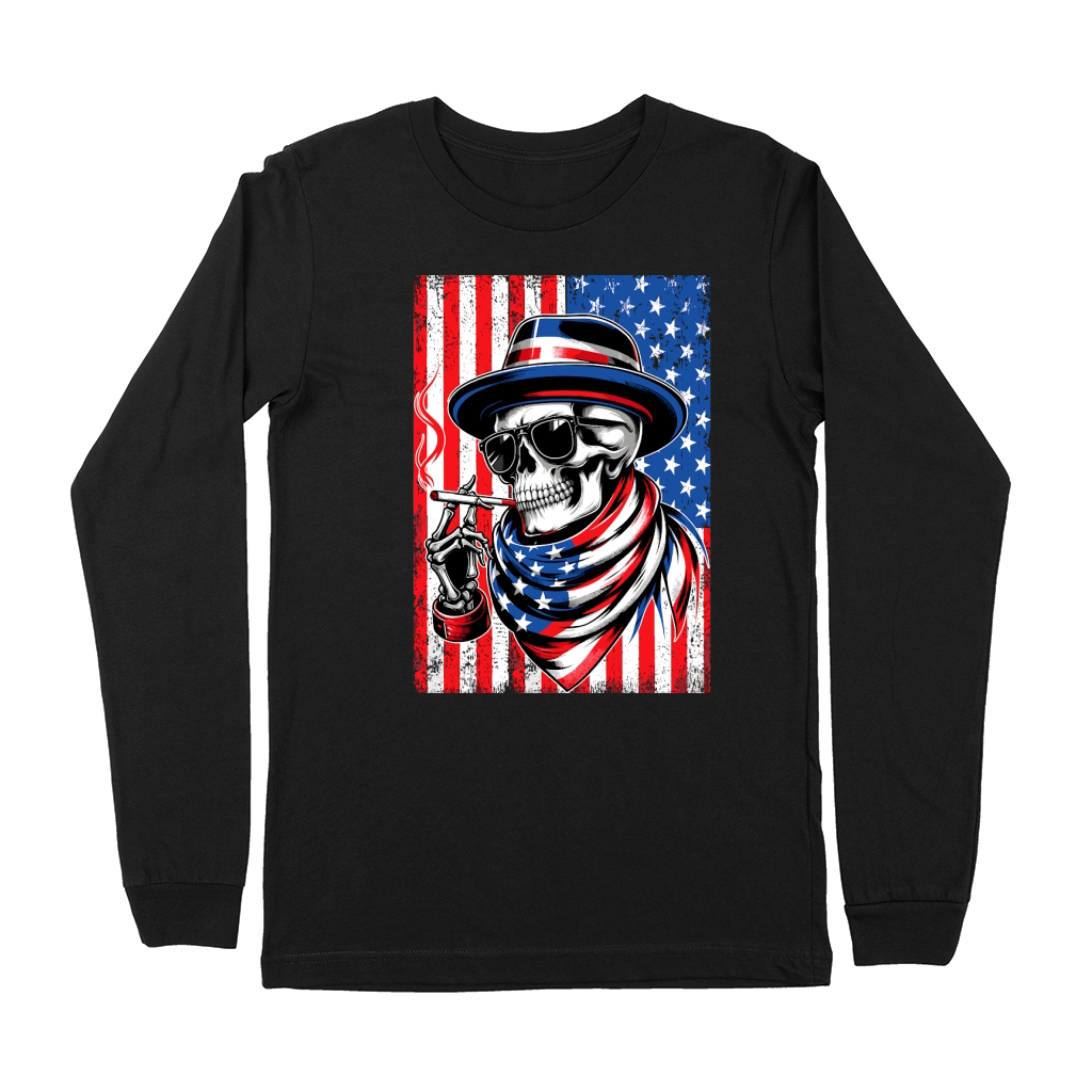 USA Flag Vintage Skeleton 4th of july 1 Premium Long Sleeve
