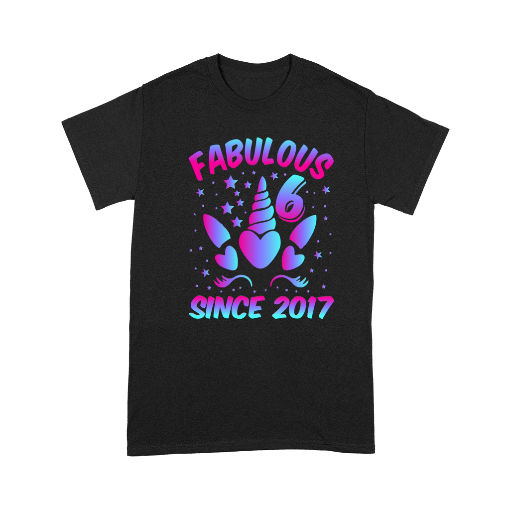 Fabulous 6 Since 2017 Unicorn Birthday T Shirt Design (1) Premium T-shirt