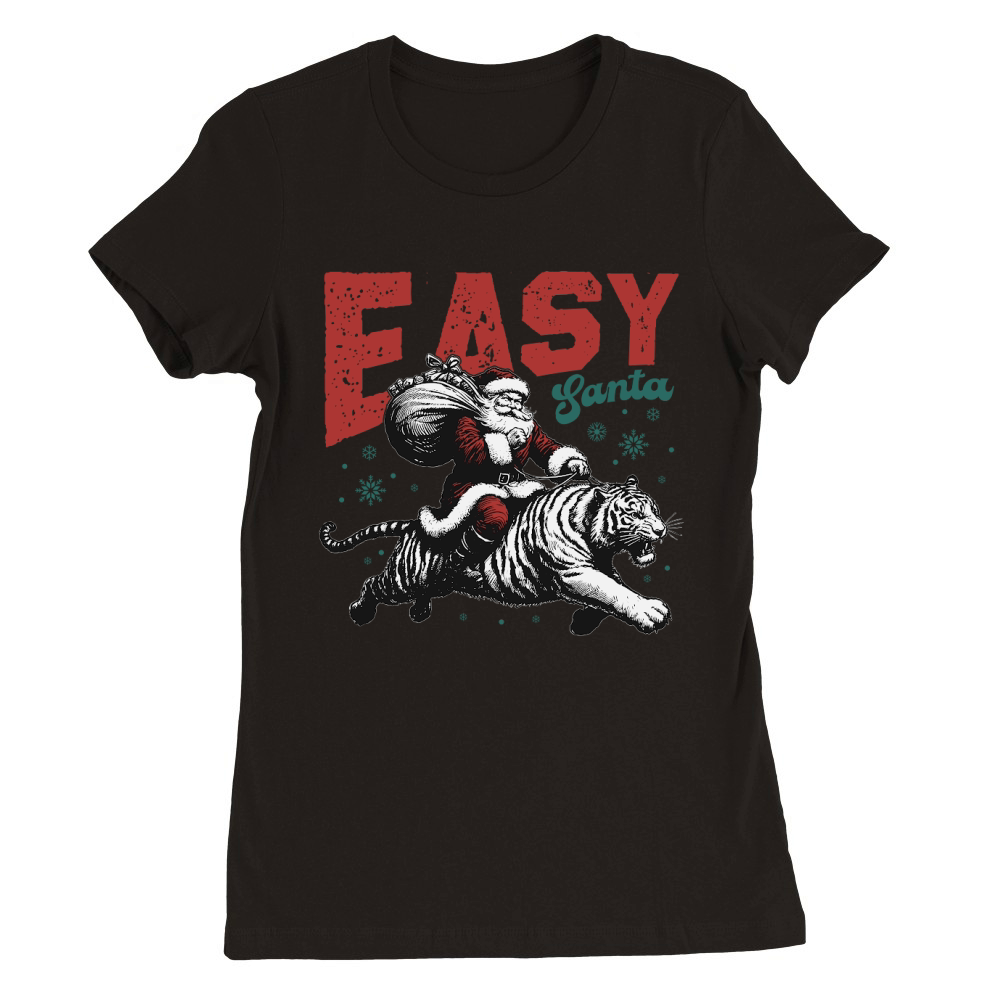 Easy Santa Riding Tiger L Color white tiger Premium Womens Crewneck T-shirt