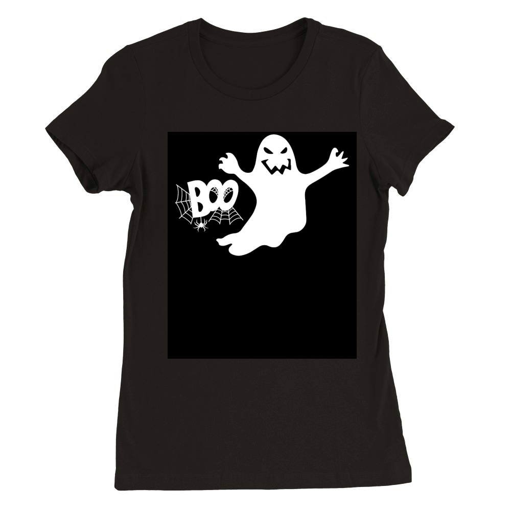 Halloween Ghost Boo 02 Premium Womens Crewneck T-shirt