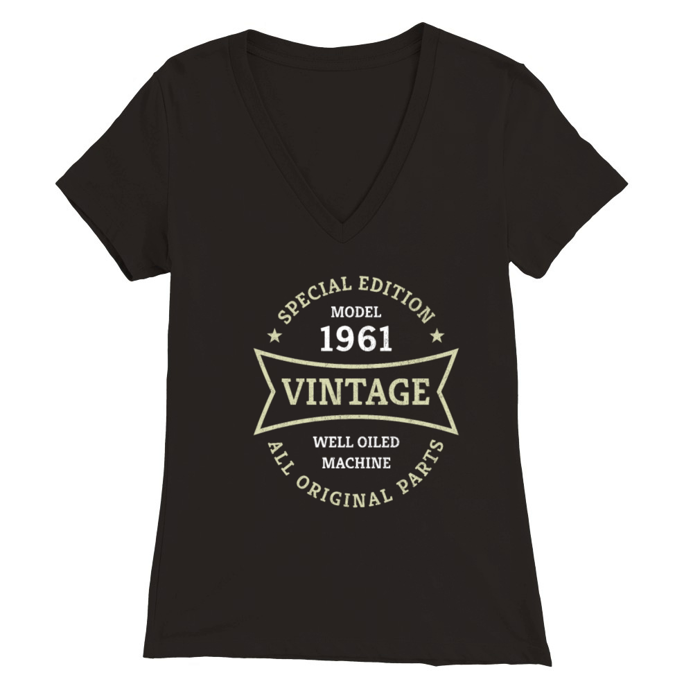 Born 1961 Vintage 60 Year Old 60th Birthday Gifts Premium Womens V-Neck T-shirt