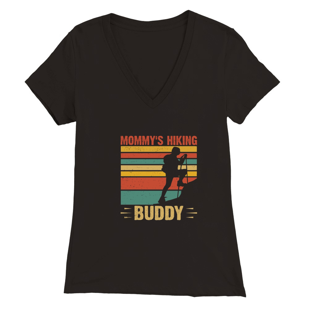 MOMMYS HIKING BUDDY Premium Womens V-Neck T-shirt