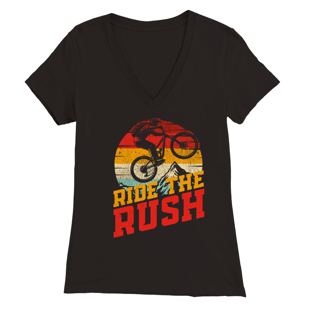 Ride The Rush MTB Premium Womens V-Neck T-shirt