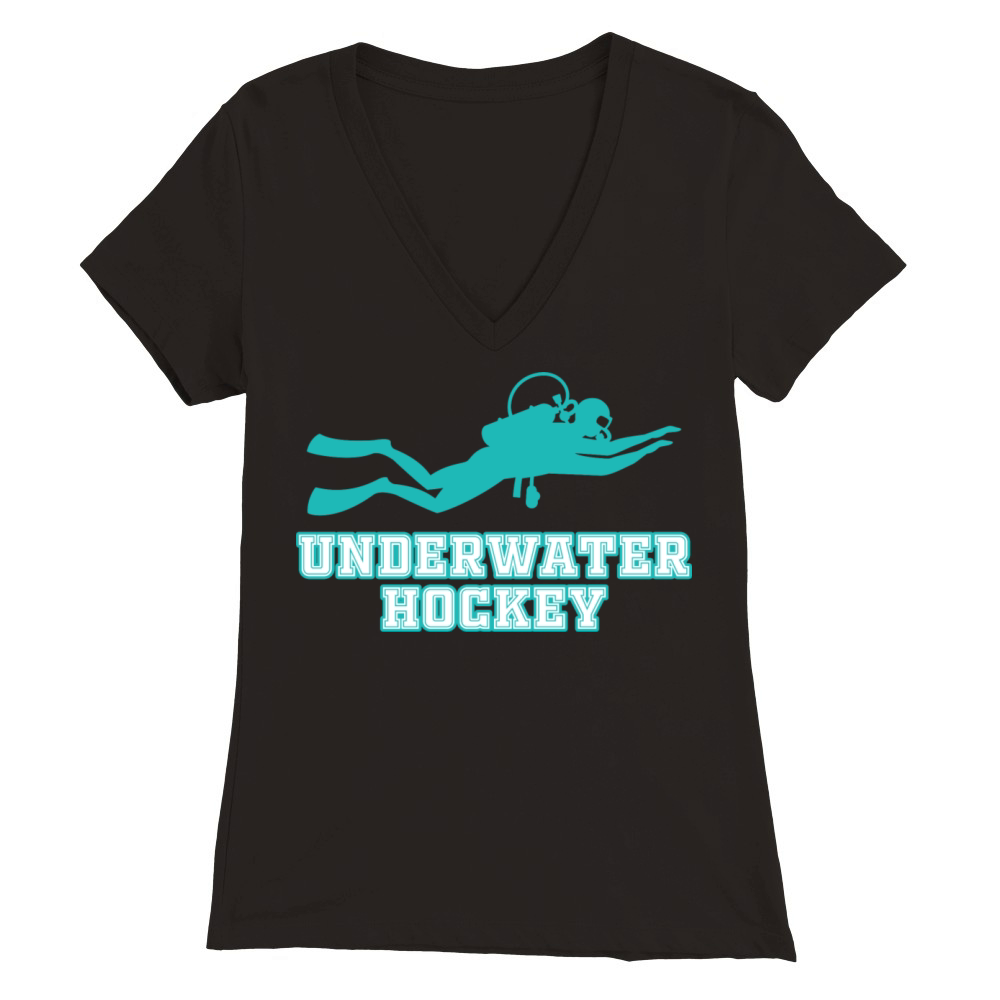 Underwater Hockey Athlete Funny Vintage Workout Sp Premium Womens V-Neck T-shirt