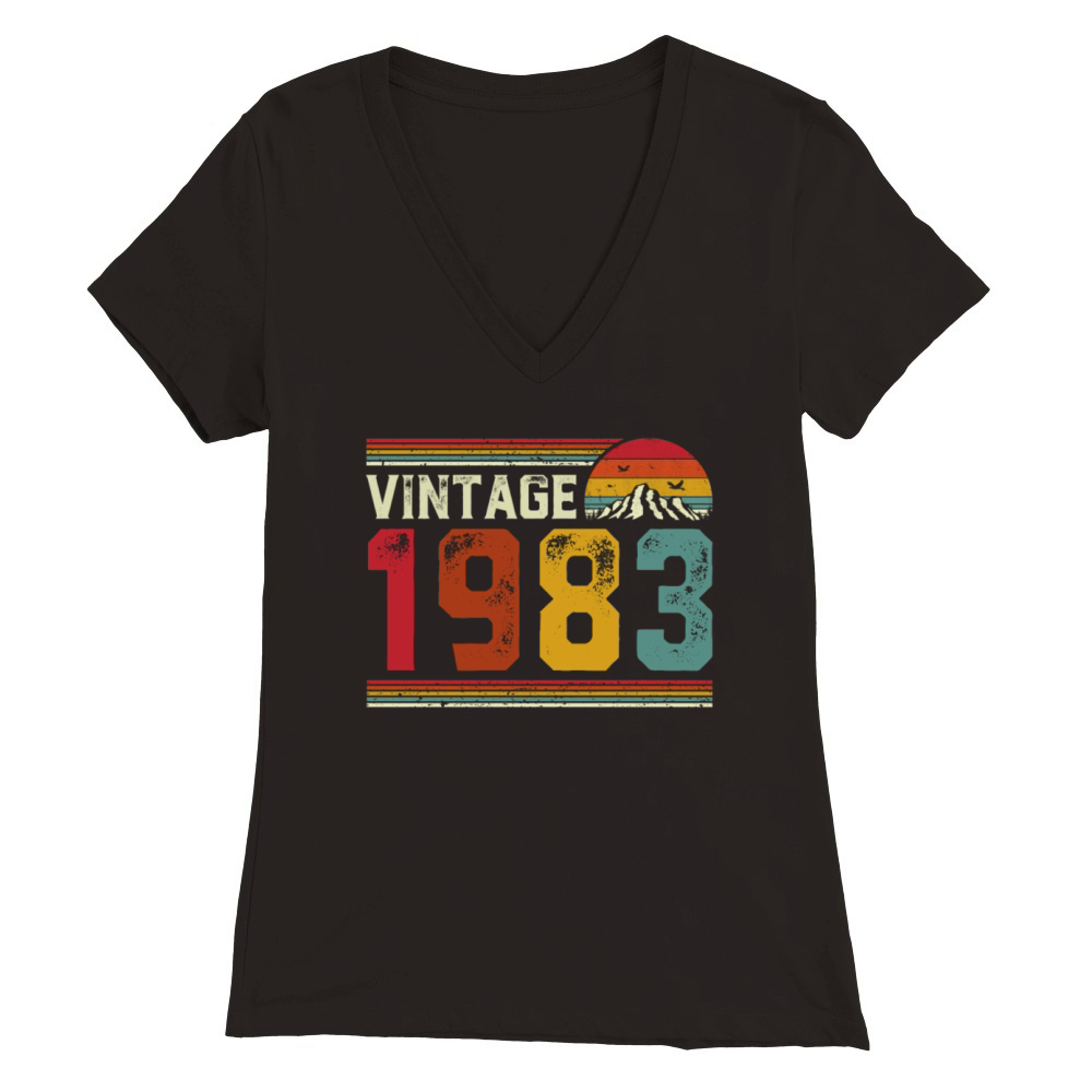 Vintage 1983 Retro Style 38th Birthday Gift Premium Womens V-Neck T-shirt