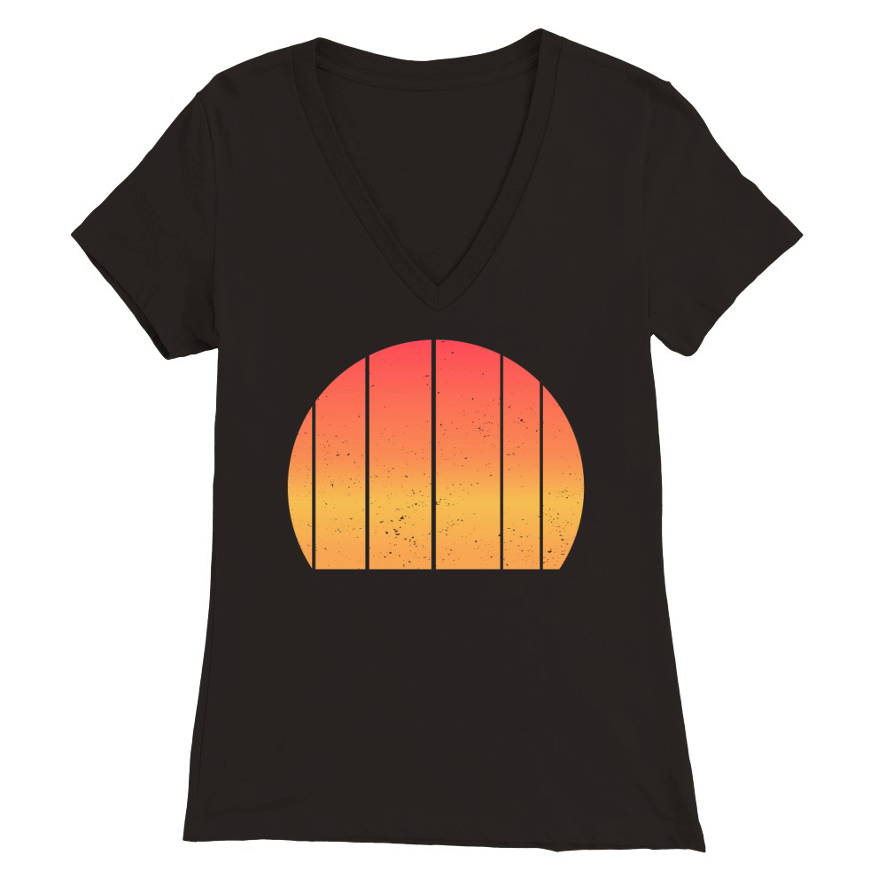 Vintage Retro Sunset (12) Premium Womens V-Neck T-shirt