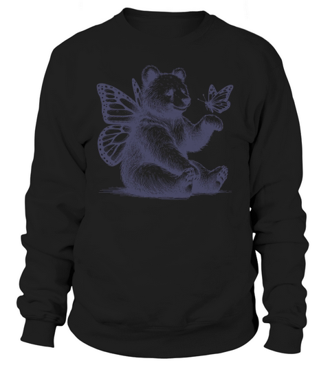 Bear With Butterfly Wings Vintage L dViolet Sweatshirt Unisex