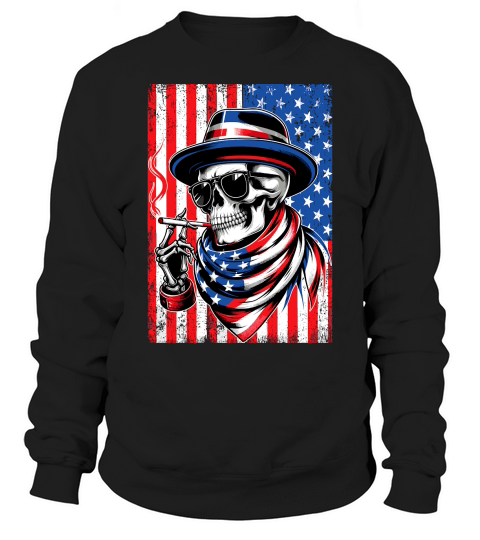 USA Flag Vintage Skeleton 4th of july 1 Sweatshirt Unisex