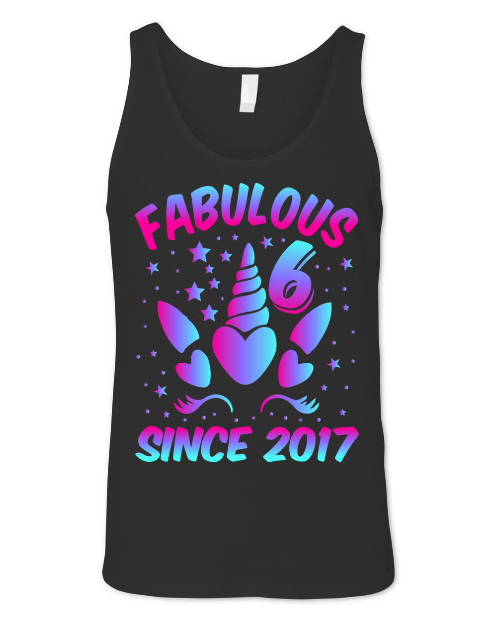 Fabulous 6 Since 2017 Unicorn Birthday T Shirt Design (1) Unisex Jersey Tank